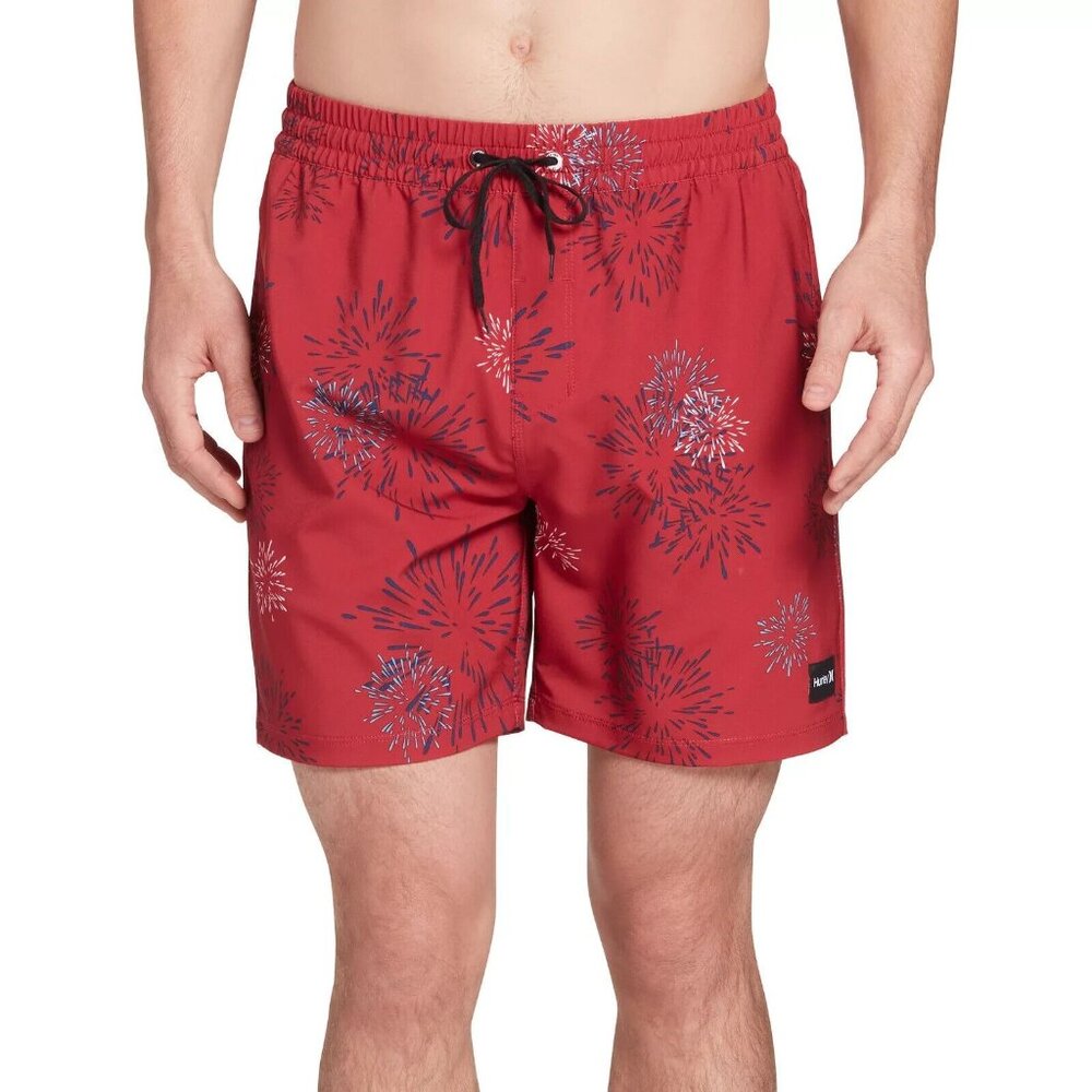 Hurley Men's Fireworks Volley 17" Swim Trunks MBS0011380-H687 Red Size L Large